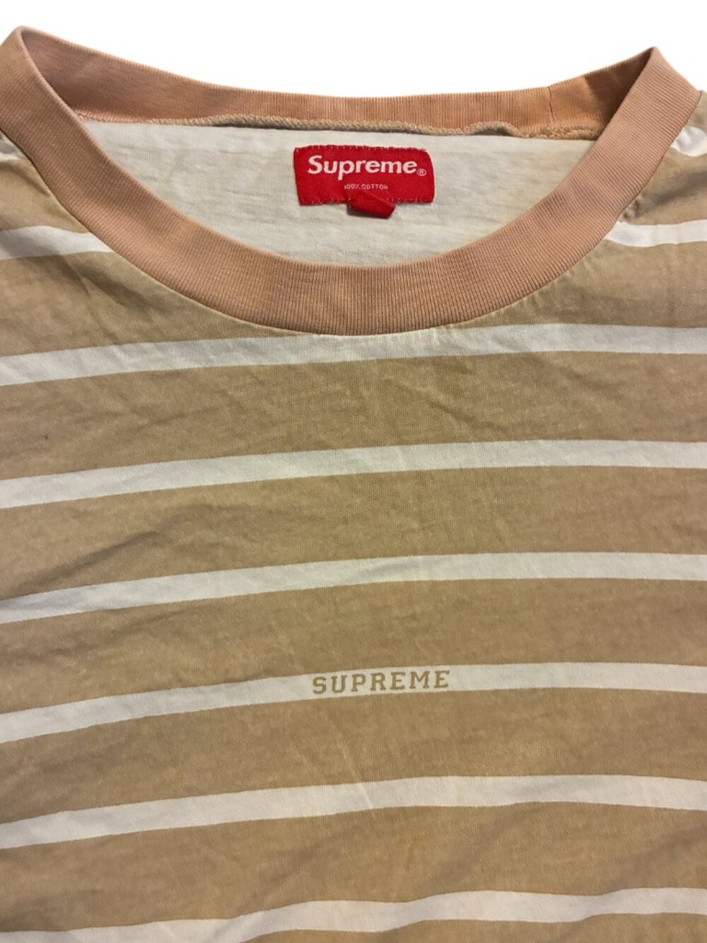 Supreme Stripe L/S Top FW17 Tan Long Sleeve Size L Streetwear